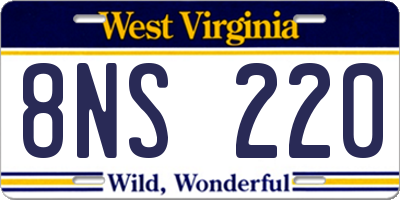 WV license plate 8NS220