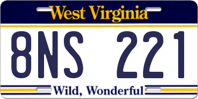 WV license plate 8NS221