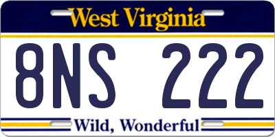 WV license plate 8NS222