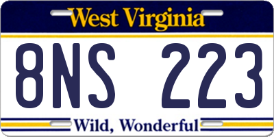 WV license plate 8NS223