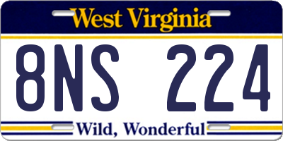 WV license plate 8NS224