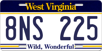 WV license plate 8NS225