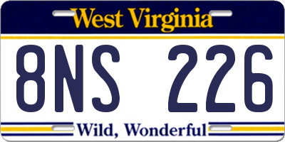 WV license plate 8NS226