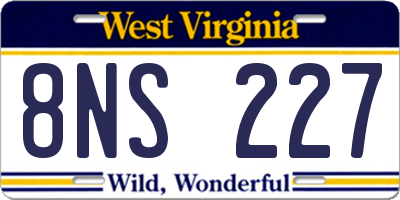 WV license plate 8NS227
