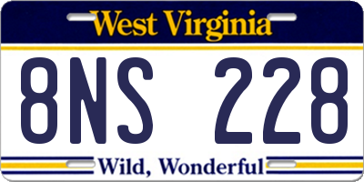 WV license plate 8NS228