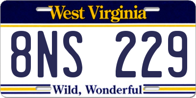 WV license plate 8NS229