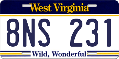 WV license plate 8NS231