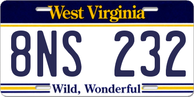 WV license plate 8NS232