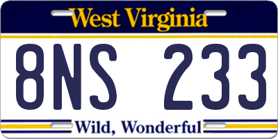 WV license plate 8NS233