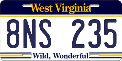 WV license plate 8NS235