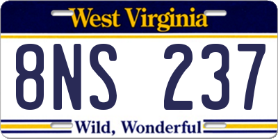 WV license plate 8NS237