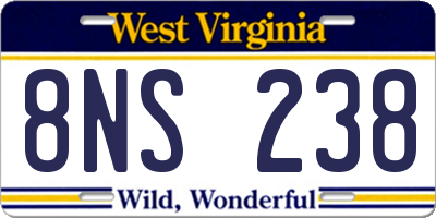WV license plate 8NS238