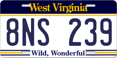 WV license plate 8NS239