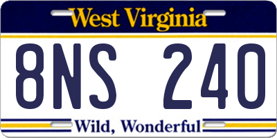 WV license plate 8NS240