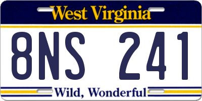 WV license plate 8NS241