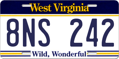 WV license plate 8NS242
