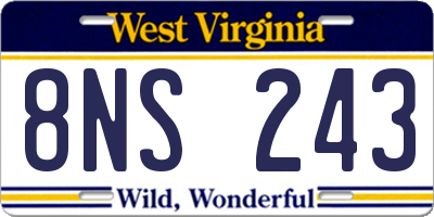 WV license plate 8NS243