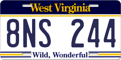 WV license plate 8NS244