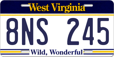 WV license plate 8NS245