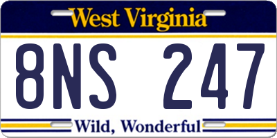 WV license plate 8NS247