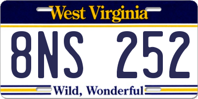 WV license plate 8NS252