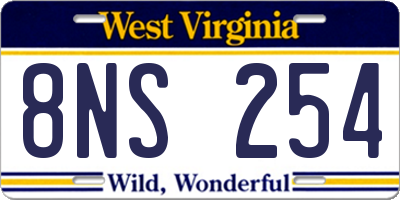 WV license plate 8NS254