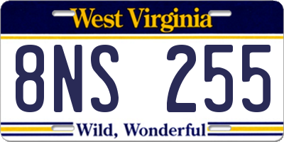 WV license plate 8NS255