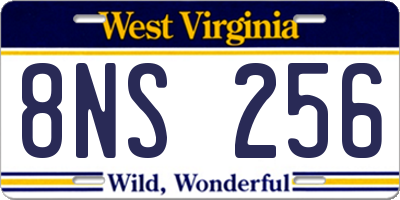 WV license plate 8NS256