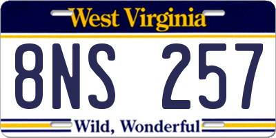 WV license plate 8NS257