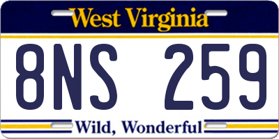 WV license plate 8NS259
