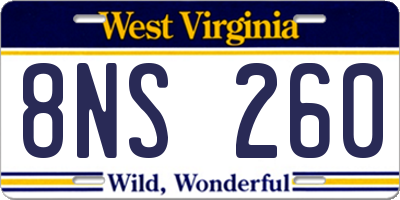 WV license plate 8NS260