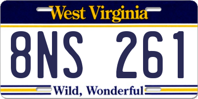WV license plate 8NS261