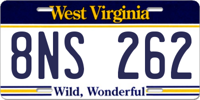 WV license plate 8NS262