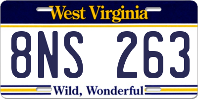 WV license plate 8NS263