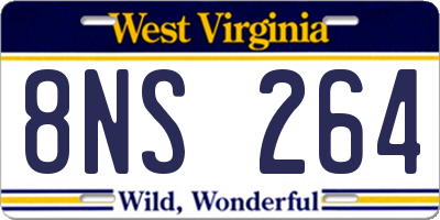 WV license plate 8NS264