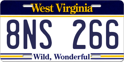 WV license plate 8NS266