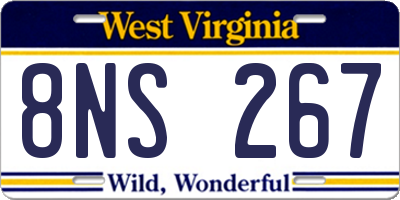 WV license plate 8NS267