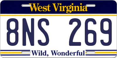 WV license plate 8NS269