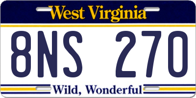 WV license plate 8NS270