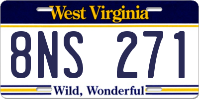 WV license plate 8NS271