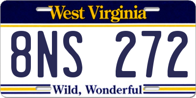 WV license plate 8NS272