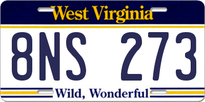 WV license plate 8NS273
