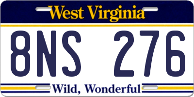 WV license plate 8NS276