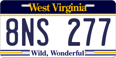 WV license plate 8NS277