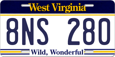 WV license plate 8NS280