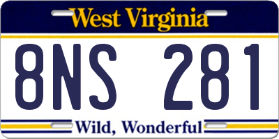 WV license plate 8NS281