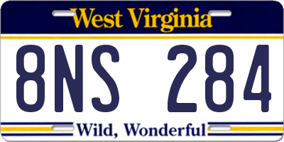 WV license plate 8NS284