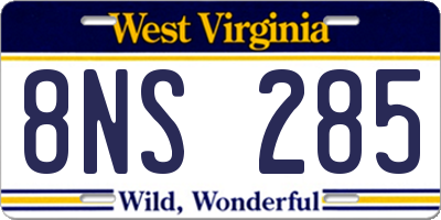 WV license plate 8NS285