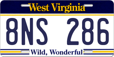 WV license plate 8NS286
