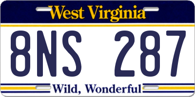 WV license plate 8NS287